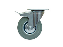 Колесо поворотное серая резина SCB 55 f 125 мм с тормозом Колесо поворотное серая резина SCB 55 f 125 мм с тормозом